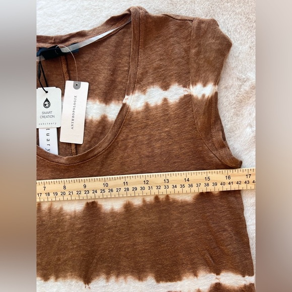 NWT: Sanctuary White Bronze Striped Linen Short Sleeve Top Size Small - Picture 5 of 9
